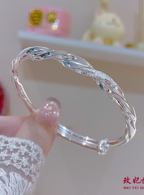 扭纹纯银手镯女个性气质轻奢网红