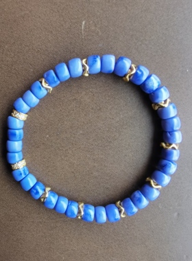 湖北十堰原矿稀有紫色松石6mm老型手串手饰手链手环配饰微瑕