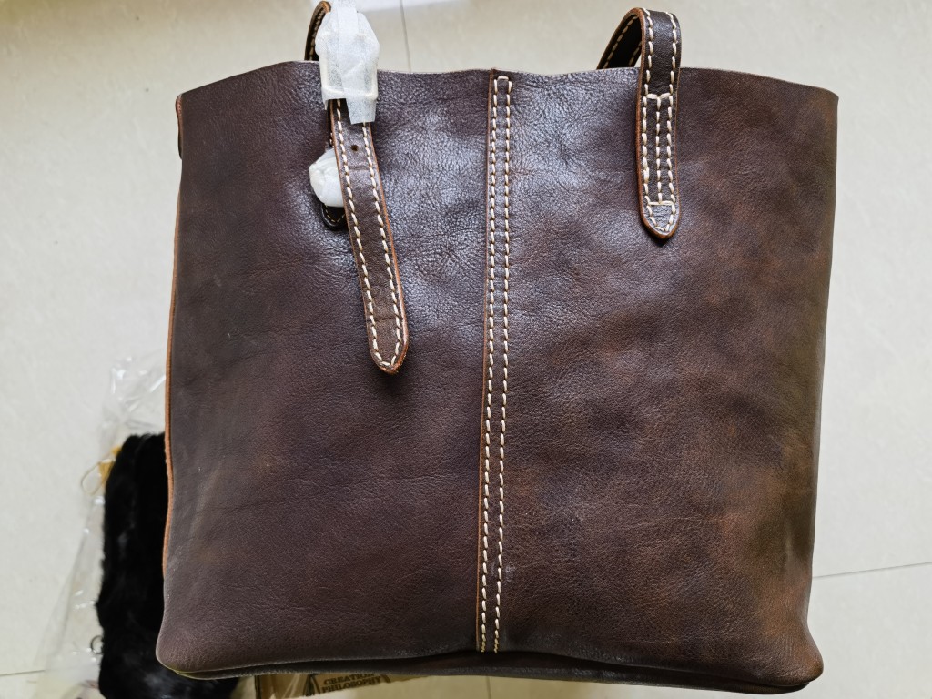 制道手工皮具手工皮包全植鞣头层真牛硬皮单肩托特女士包包38*30