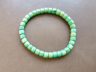 湖北十堰原矿菜籽黄绿松石直切老型珠手串手链6.5直径女款手饰