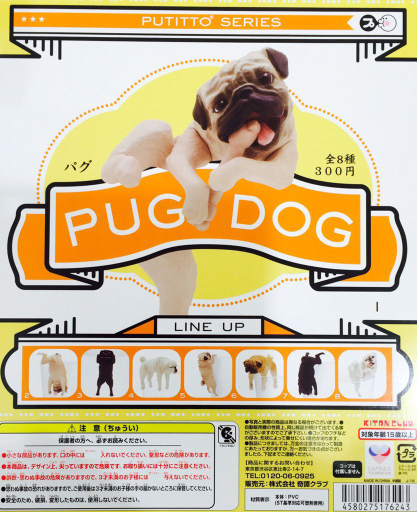 虾壳社 现货日本奇谭扭蛋 巴哥犬杯挂 动物摆件 生物模型手办公仔