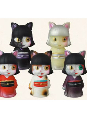 虾壳社 现货日本MEDICOM扭蛋 立体摆件 猫又 VAG系列少女和服猫女