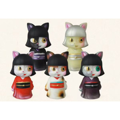 虾壳社 现货日本MEDICOM扭蛋 立体摆件 猫又 VAG系列少女和服猫女