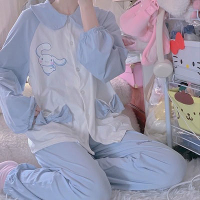 睡衣女春秋季甜美玉桂狗