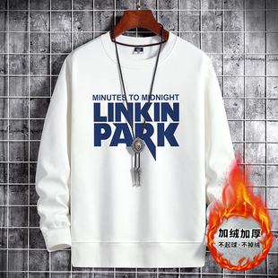 冬季加绒圆领卫衣男无帽套头保暖纯棉不带帽宽松长袖加厚内搭外套