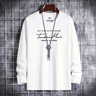 帅气男装 纯棉长袖 潮牌休闲宽松ins打底衫 T恤2022夏秋季 体恤 男士