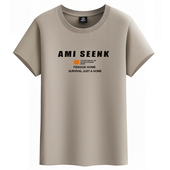 t恤情侣装 2025夏季 AMI字母 男士 纯棉短袖 新款 圆领宽松潮百搭打底衫