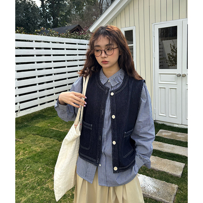 3.3日系口袋牛仔马甲叠穿神器