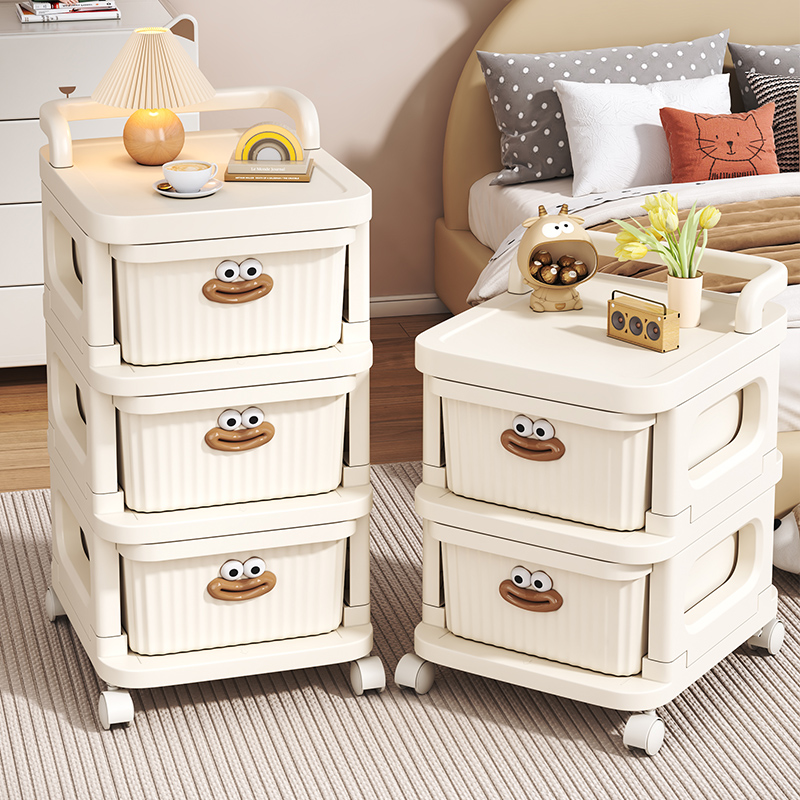 小推车零食置物架落地抽屉式高颜值卧室移动收纳柜家用玩具储物柜