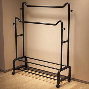 晾衣架落地家用室内挂衣架出租屋简易衣帽架卧室阳台衣服收纳架子