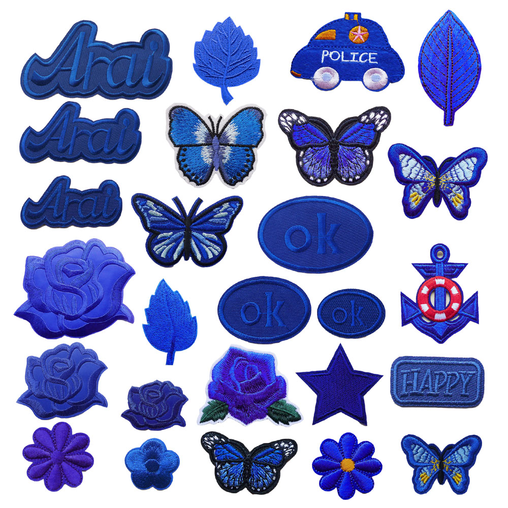 羽绒服宝蓝色自粘裤子熨烫布贴