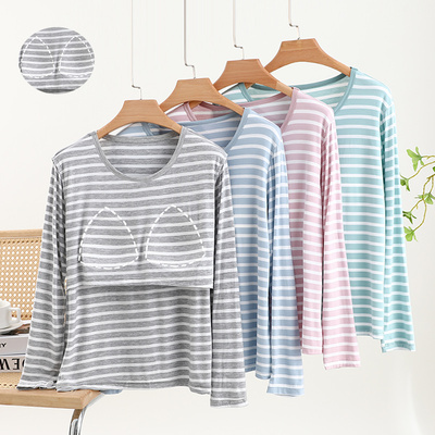 长袖莫代尔胸垫长袖T恤