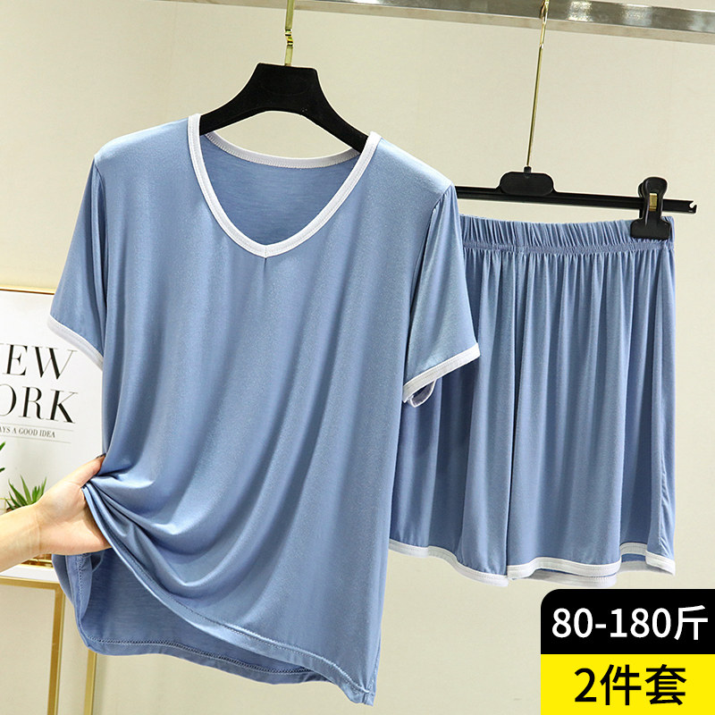 莫代尔睡衣套装女夏大码短袖t恤宽松薄款居家打底上衣短裤两件套,女士内衣/男士内衣/家居服,睡衣/家居服套装,淘宝优惠券,粉丝福利购,淘宝优惠卷