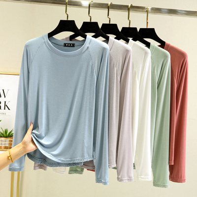 莫代尔纯色长袖打底衫女春秋