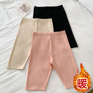 德绒保暖打底裤内搭纯色保险裤安全裤修身大码五分裤加绒无痕短裤