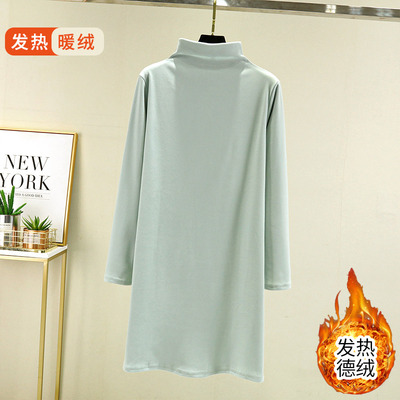 德绒高领长袖睡裙女秋冬百搭