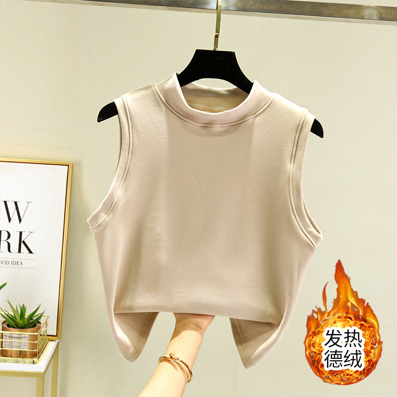 德绒高领保暖背心内搭加绒吊带