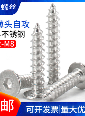 CA内六角自攻螺丝平头自攻丝钉CM超薄头自攻304不锈钢扁平头M2-M8