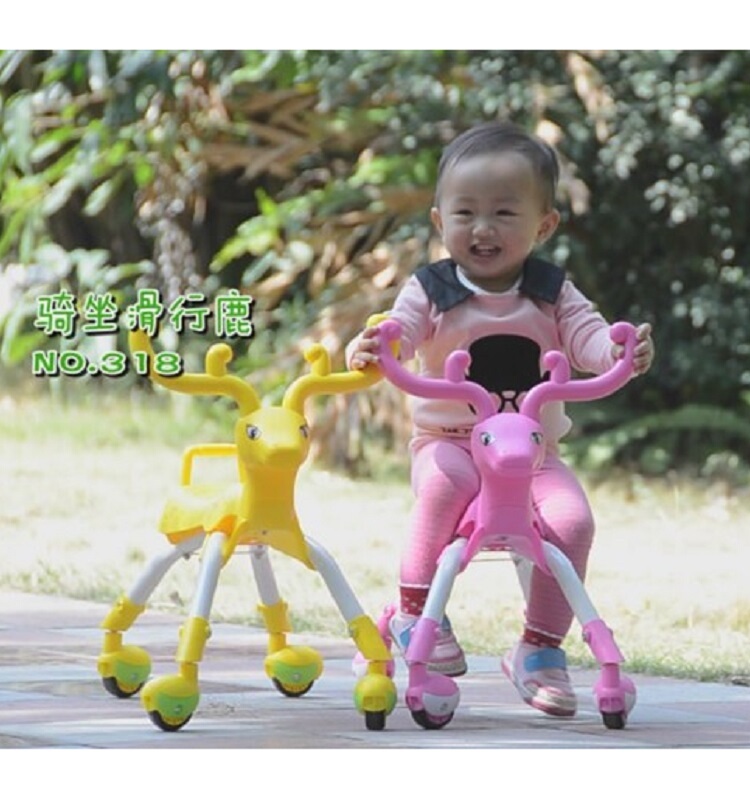 正品嘉百乐儿童骑坐小鹿滑行车辅助步行学步车溜溜车