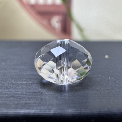 爆闪白水晶盘珠刻面扁珠切面散珠DIY手工串珠手链项链配珠配件