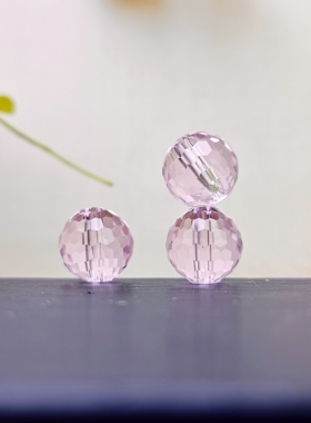 樱花粉水晶128切面圆珠散珠DIY手工串珠手链项链配珠配件
