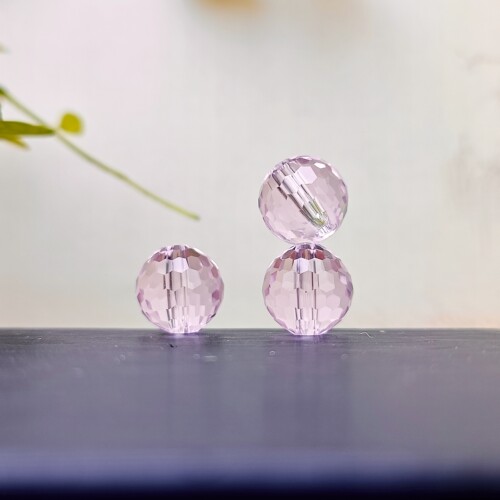 樱花粉水晶128切面圆珠DIY配件