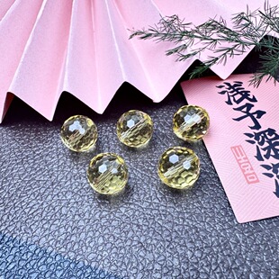 爆闪柠檬黄水晶128切面圆珠散珠DIY手工串珠手链项链配珠配件
