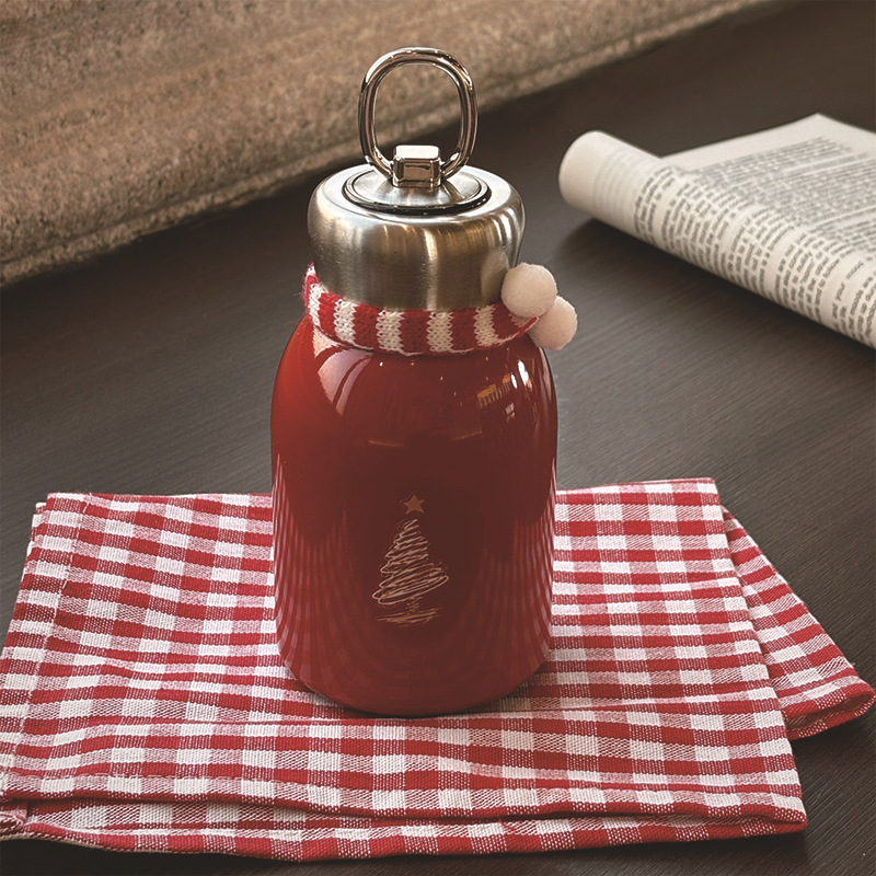 红色保温杯圣诞节小胖便携304不锈钢水杯结婚伴手礼新年礼物定制