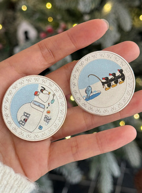 小红书企鹅硬币纪念币钥匙扣 复古卡通小众收藏小礼物钥匙扣