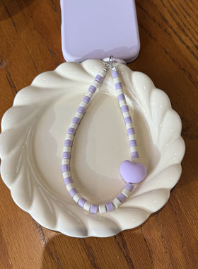 胖胖公主原创手机链紫色爱心小众手机挂绳ins风防丢挂链ccd挂件