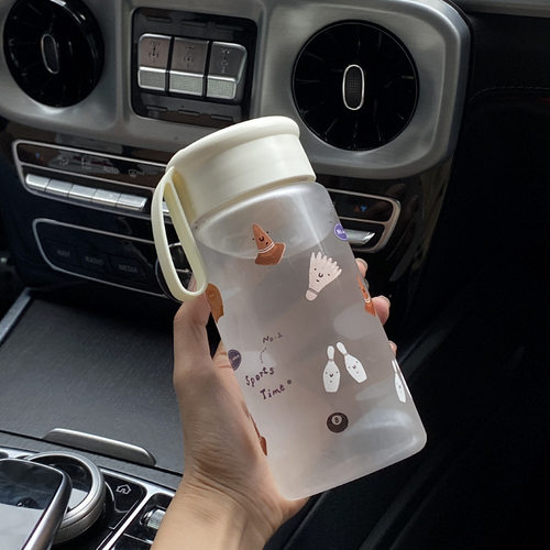ins 小众清爽运动高尔夫塑料水杯 卡通羽毛球随行杯带茶漏大容量