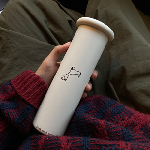 自制小众创意 可爱修狗蘑菇盖随手杯 316不锈钢保温杯直身杯300ml