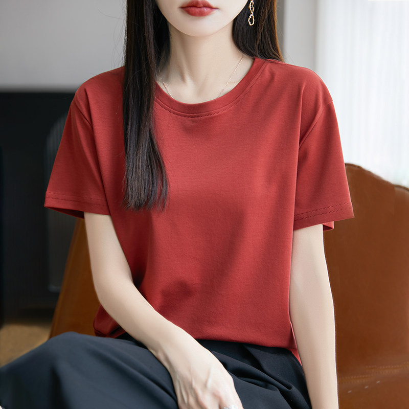 2025春夏新款纯棉短袖女柔软透气圆领T恤纯色百搭显瘦半袖打底衫,女装/女士精品,T恤,淘宝优惠券,粉丝福利购,淘宝优惠卷