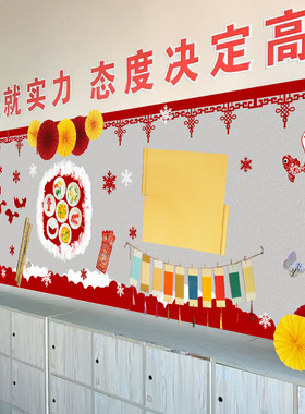 迎新新年班级文化墙装饰布置材料