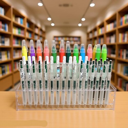 如豆亚克力桌面圆珠中性笔展示架