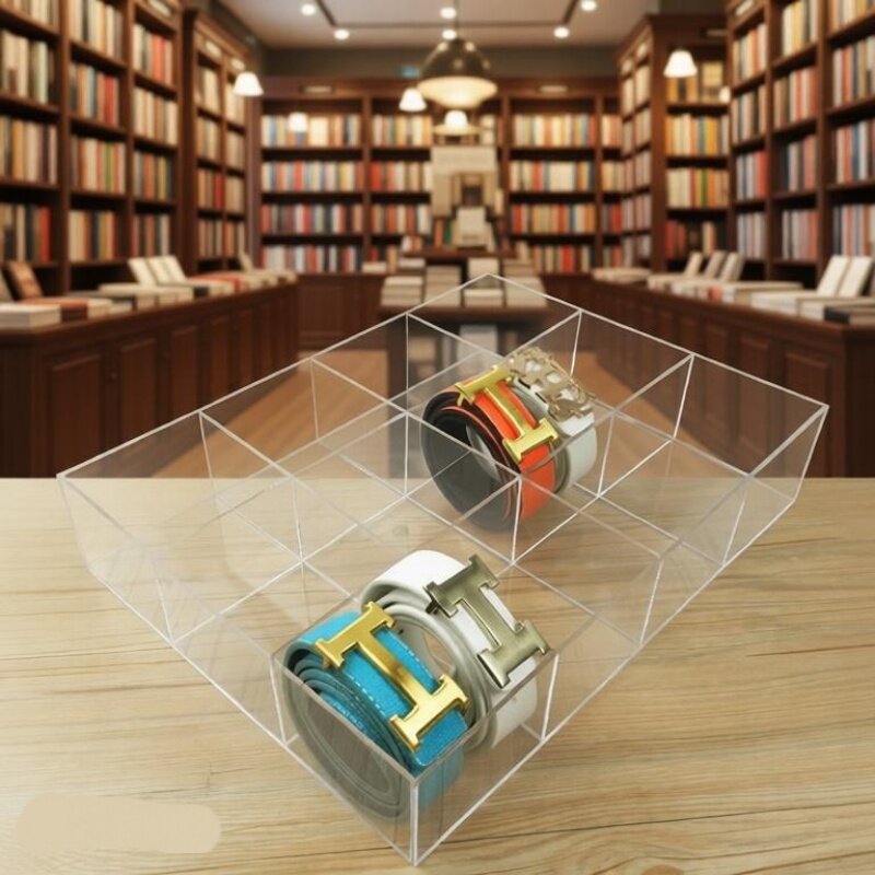 亚克力黑色透明皮带展示架无盖内裤内衣整理储物收纳箱领带展示盒