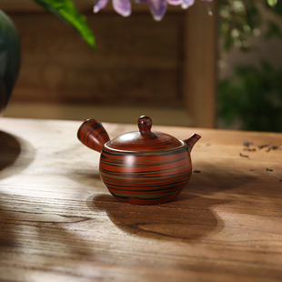 日本原装进口常滑烧侧把壶急须全手工石仙窑日式搅泥泡茶壶茶具陶