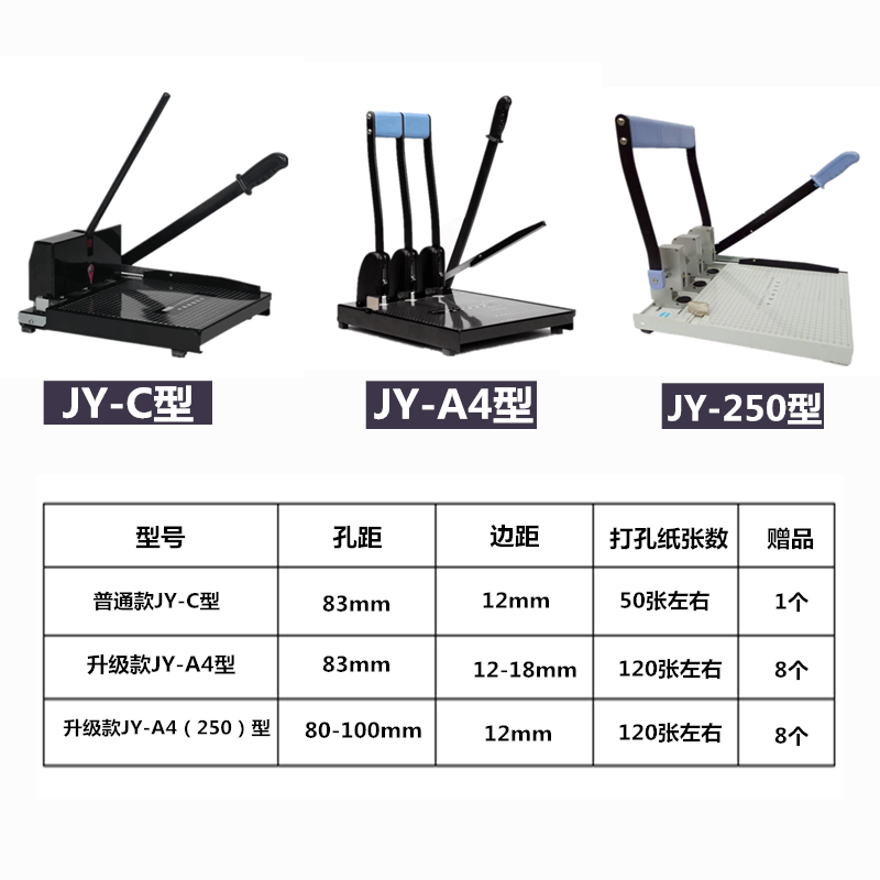 JIANYE 간부 및 인사 파일을위한 3 구멍 전문 펀칭 종이 커터 특수 펀칭 수동 이중 목적 펀칭 기계