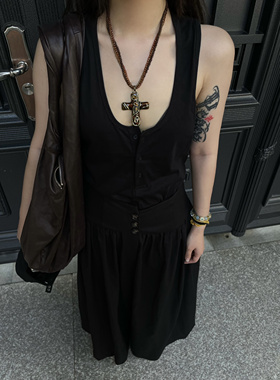 SO UM EU复古哥特风Vintage十字架吊坠饰品重工项链