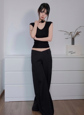 4Amor Project｜Lowrise Pants低腰休闲裤女宽松显瘦垂感阔腿长裤