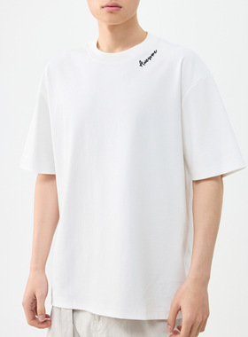 墨麦客城市运动字母刺绣t恤男2026夏季新款圆领男士短袖T恤75750