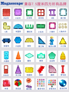 7.5厘米出口散件彩窗磁力片补充装 强磁异形配件通用尺寸