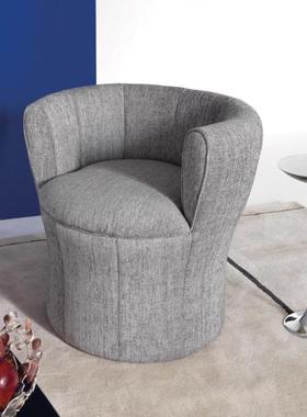 意大利Driade LISA 简约现代圆形布艺单人扶手椅轻奢时尚休闲沙发