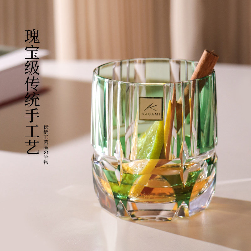 KAGAMI江户切子竹之膳香槟对杯水晶玻璃威士忌酒杯分酒器酒具套装