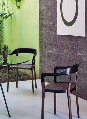 意大利Magis Steelwood Chair 钢木结合休闲椅单椅客厅扶手椅餐椅