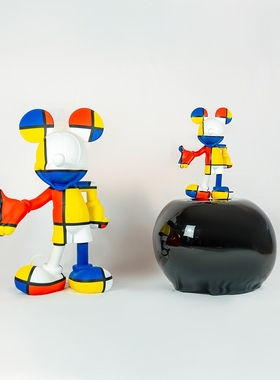 乐布隆蒙德里安卡通米奇米妮摆件