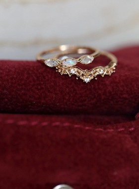 夏季新品日系轻奢电镀黄金色 精致镂空花纹 树叶高级感百搭戒指