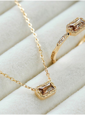 新款圣诞限定日常简约小众设计轻奢款首饰品咖啡锆项链戒指指环