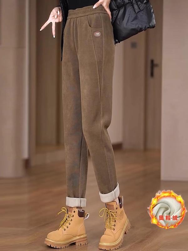 加绒保暖休闲裤女2025秋冬新款加厚大码显瘦防风宽松时尚小脚卫裤
