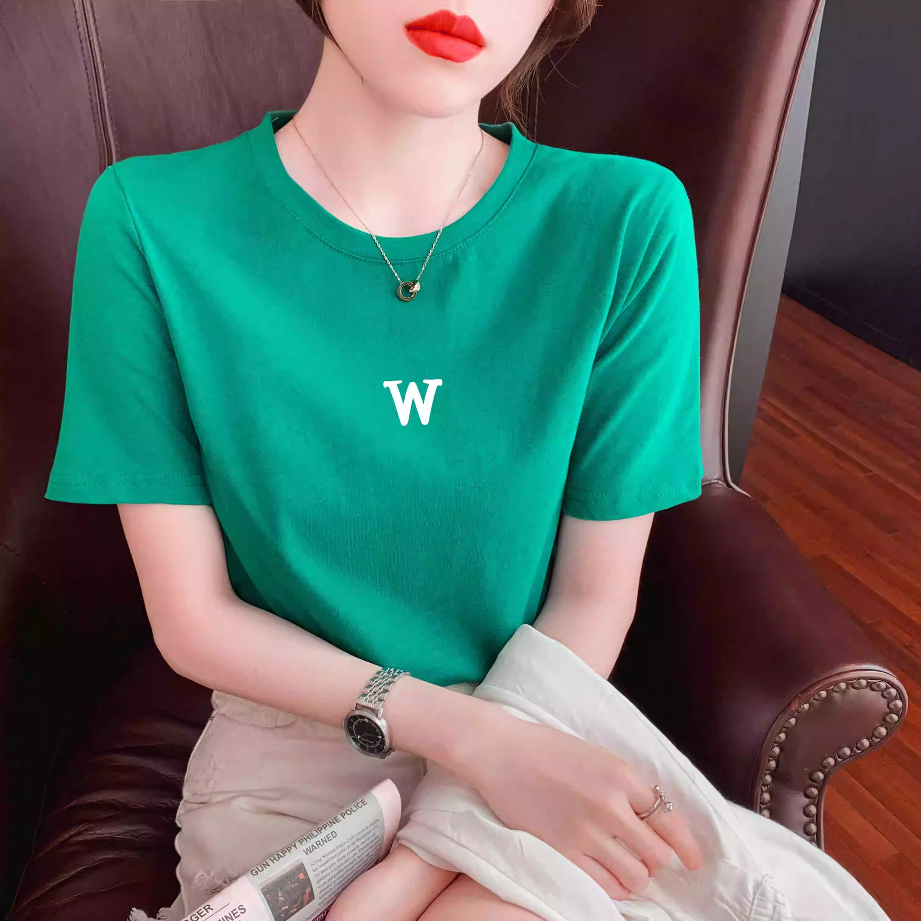 短袖t恤女2025夏季新款时尚洋气正肩气质减龄高端女士纯棉上衣